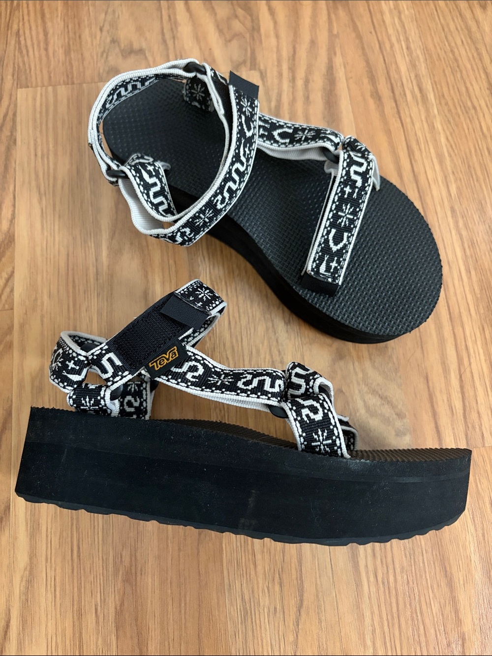 Teva Black and White Patterned Sport Sandals - Picture 2 of 2